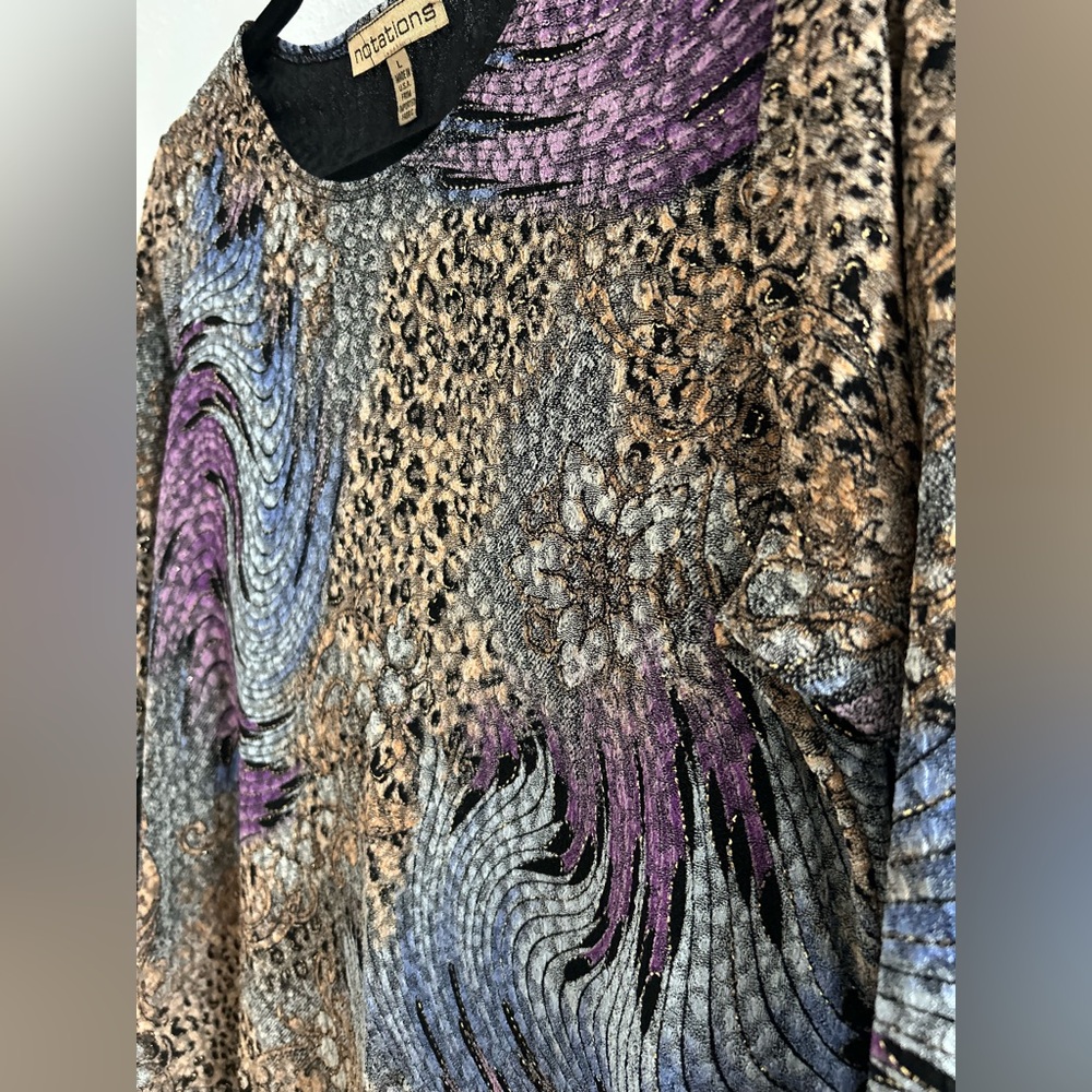 Notations Multicolor Swirl Gold Threads Animal Pr… - image 2